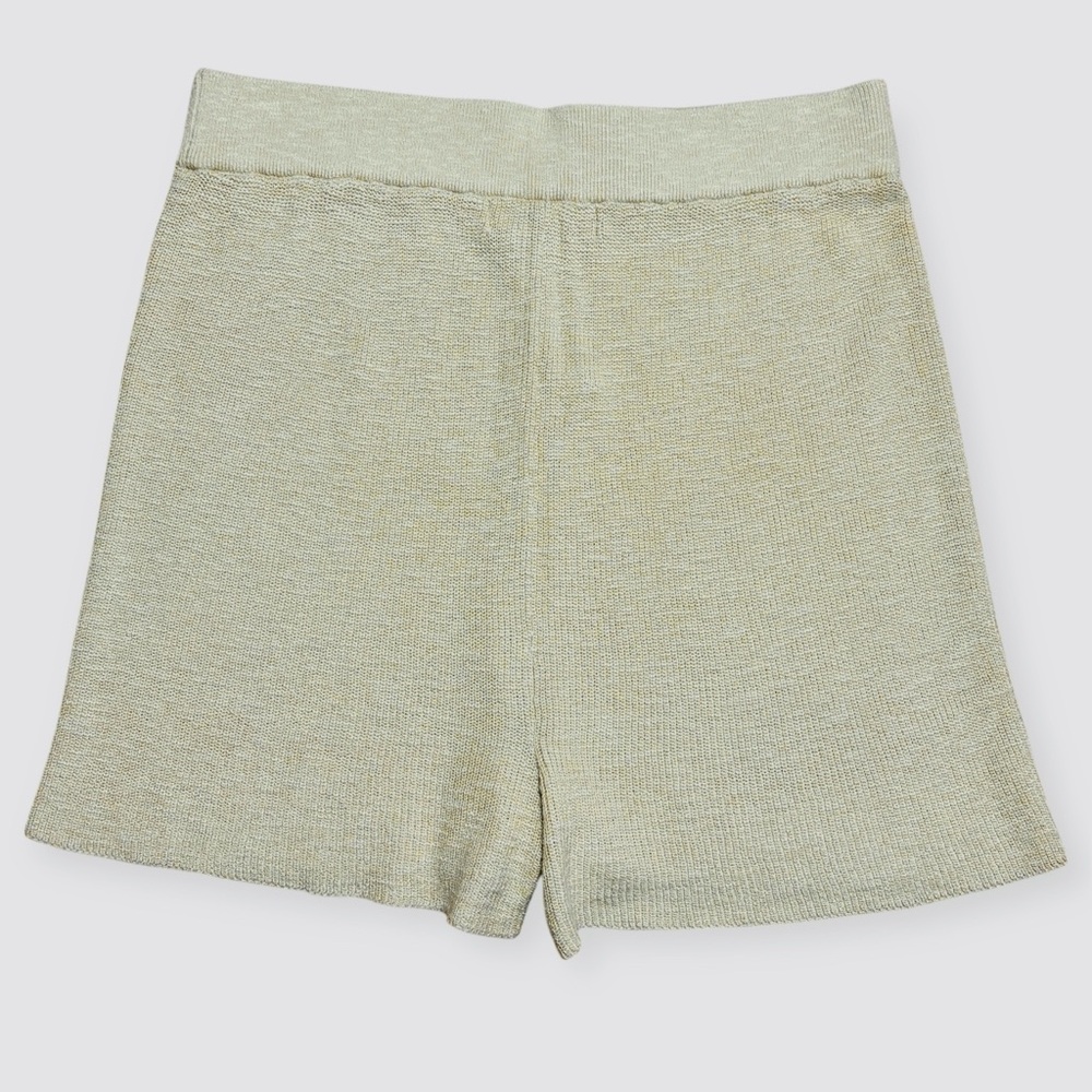 Free People FP Beach Malibu Surf Knit Shorts In Cream Khaki Sz L